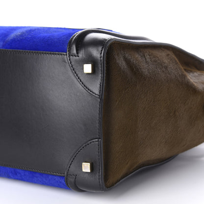 Celine Pony Hair Mini Tri-Color Luggage Royal Blue 7 of 13