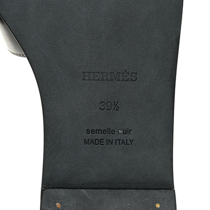 Hermes Box Calfskin Oran Sandals 39.5 Black 8 of 9