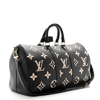 Louis Vuitton Empreinte Monogram Keepall Bandouliere 45 Black Beige 2 of 9