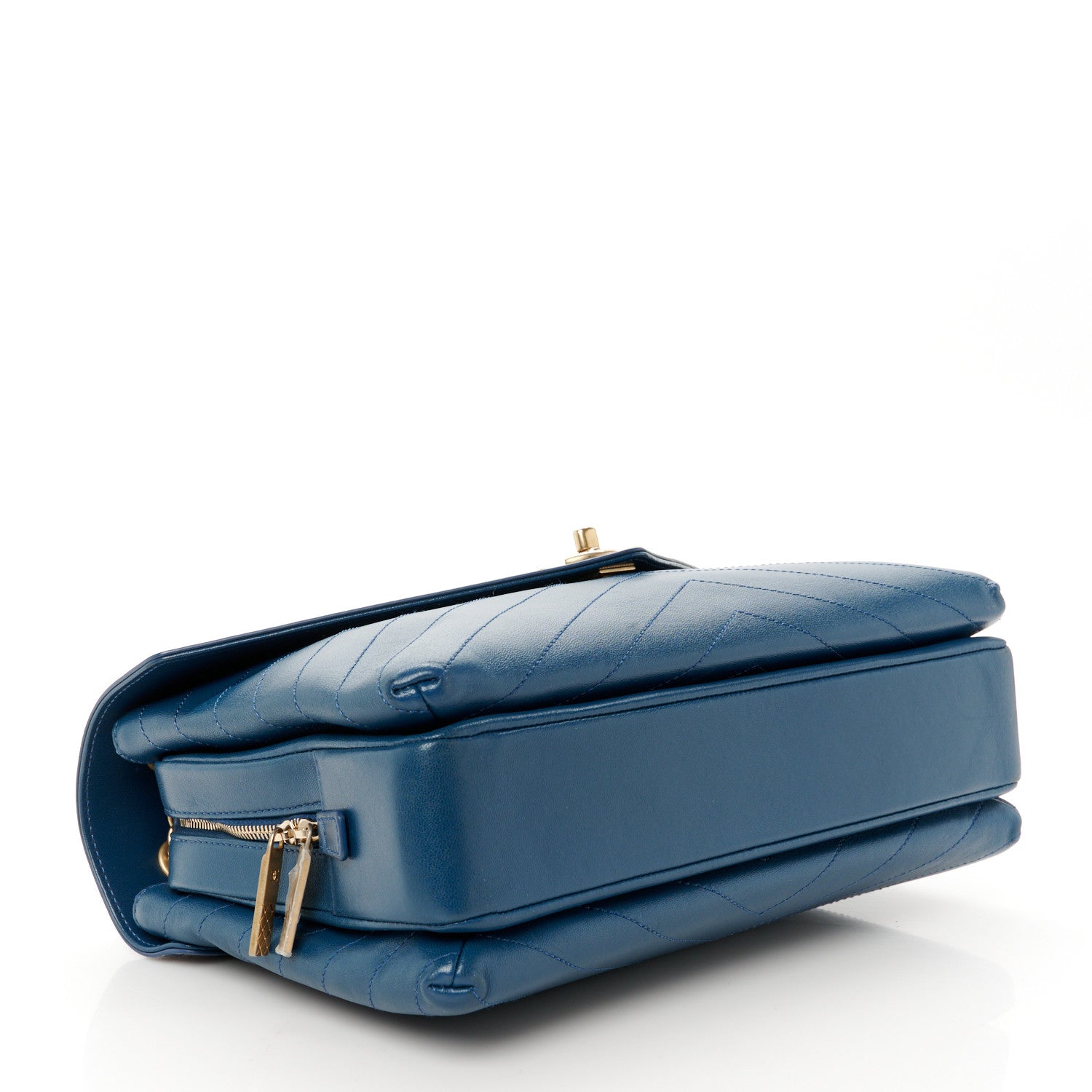 Chanel Lambskin Chevron Stitched Large Envelope Flap Blue 4 of 12