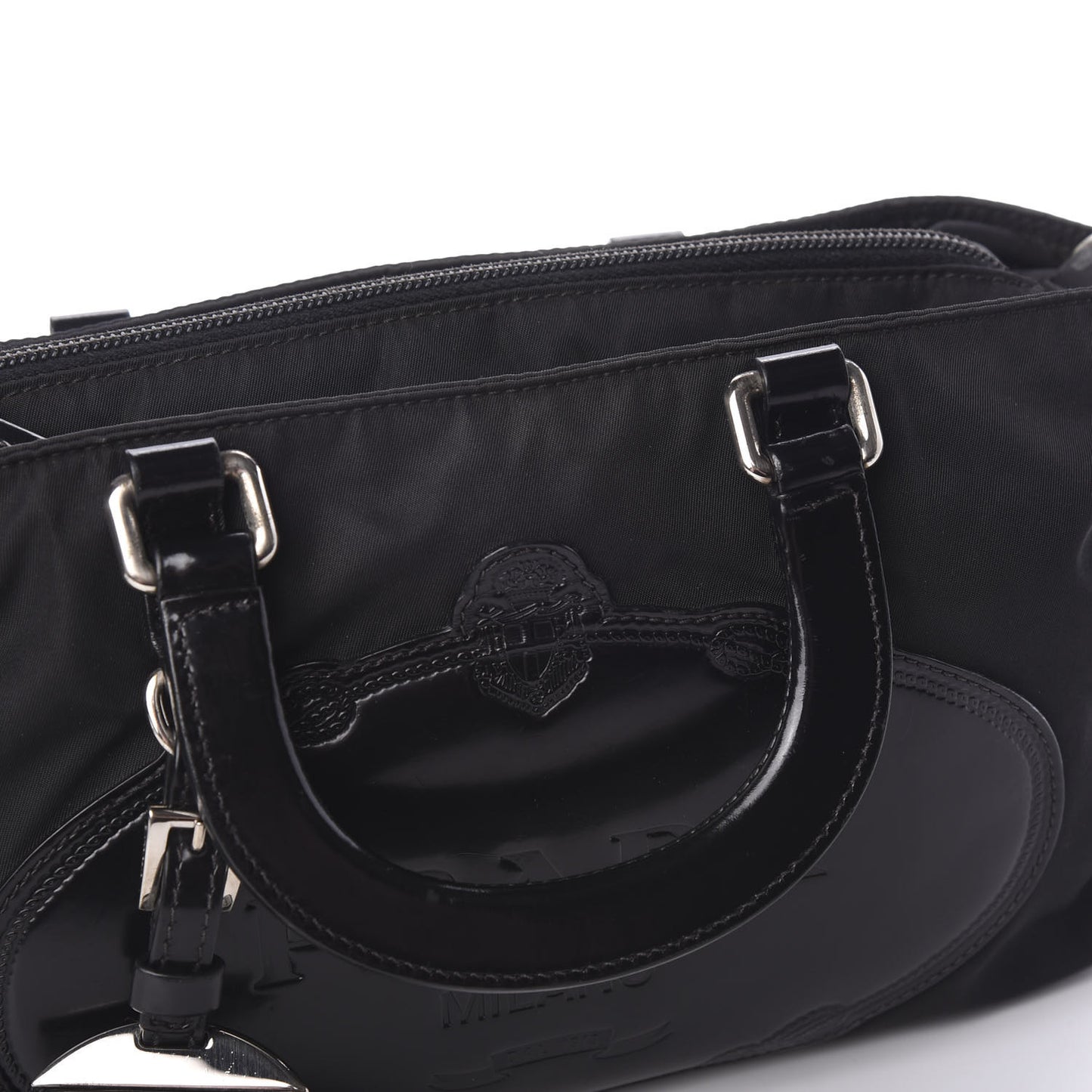 Tessuto Nylon Spazzolato Logo Tote Black