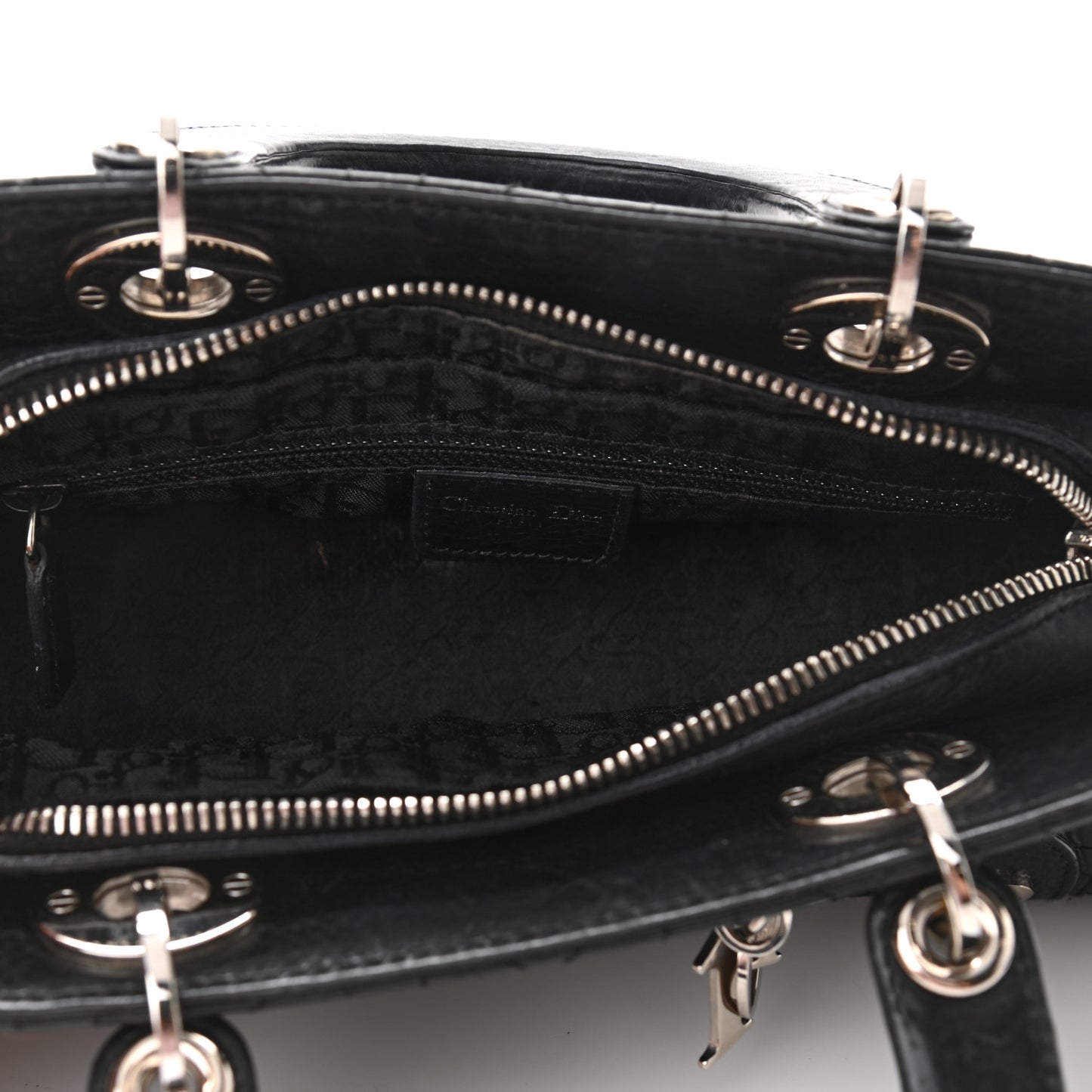 Calfskin Cannage Stitched Small Lady East West Lady Dior Black