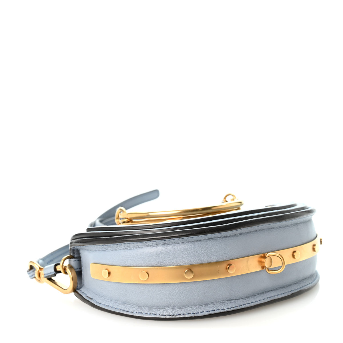 Calfskin Small Nile Bracelet Minaudiere Bag Washed Blue