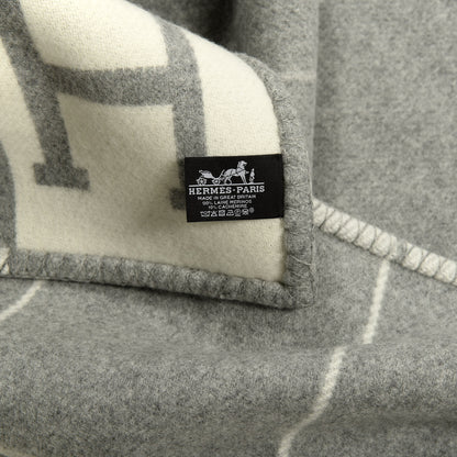 Hermes Wool Cashmere Avalon III Blanket Ecru Gris Clair 3 of 3