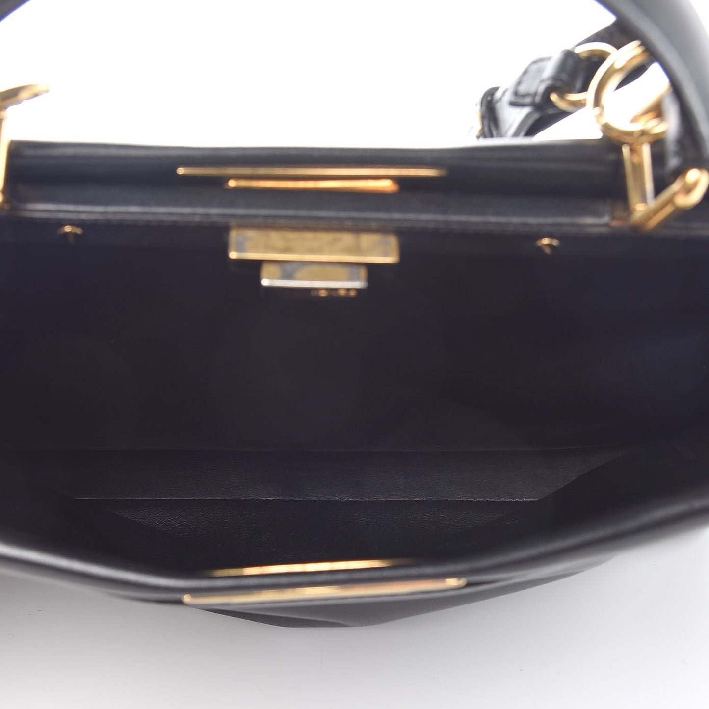 Vitello Morgan Shiny Nappa Medium Peekaboo Iconic Satchel Black