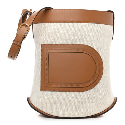 Delvaux Linen Canvas Supple Calfskin Pin Daily Surpique Bucket Naturel 1 of 10