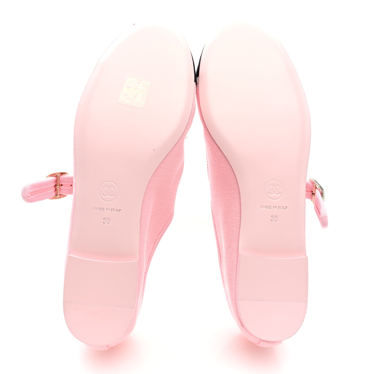 Chanel Fabric Grosgrain Mary Jane Flats 38 Light Pink Black 6 of 8