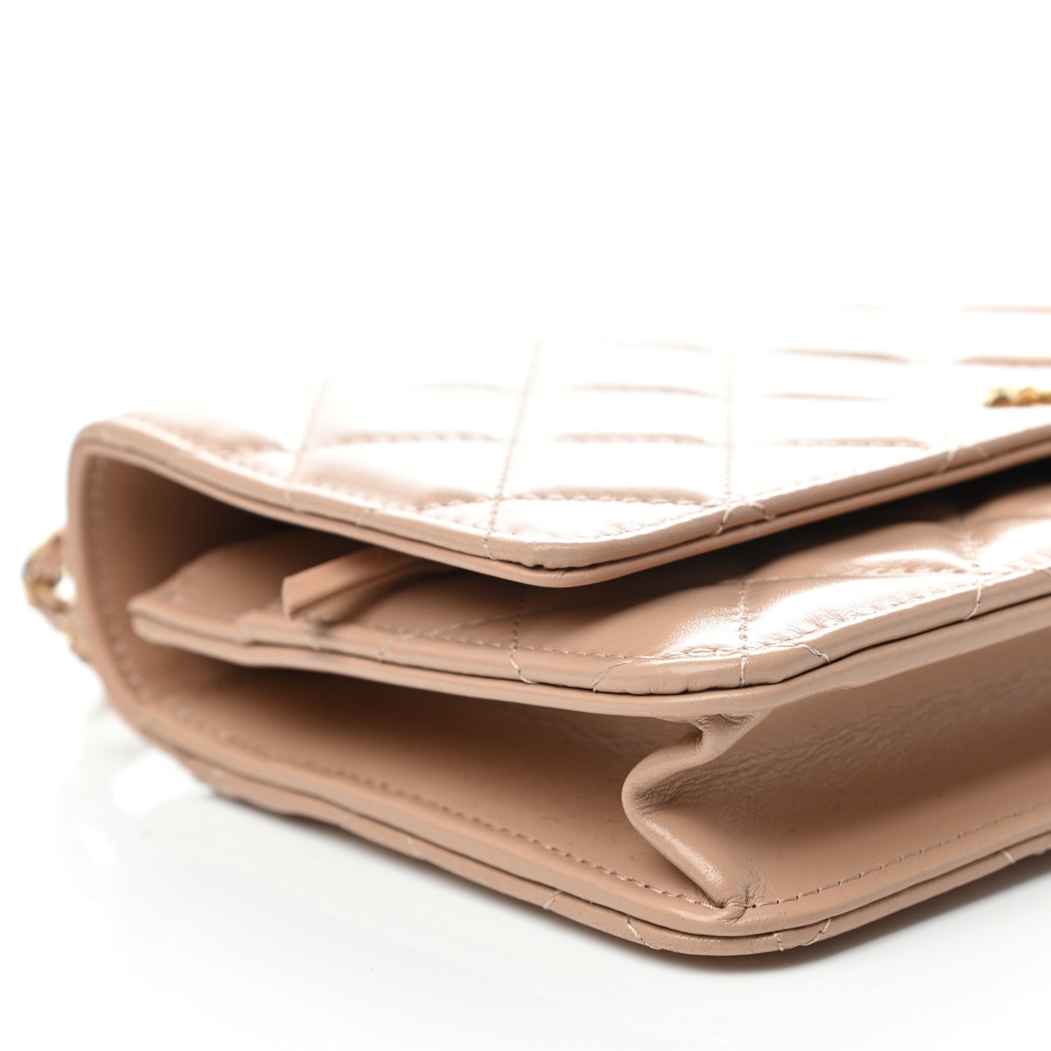 Chanel Calfskin Quilted Perfect Fit Wallet On Chain WOC Beige 8 of 11