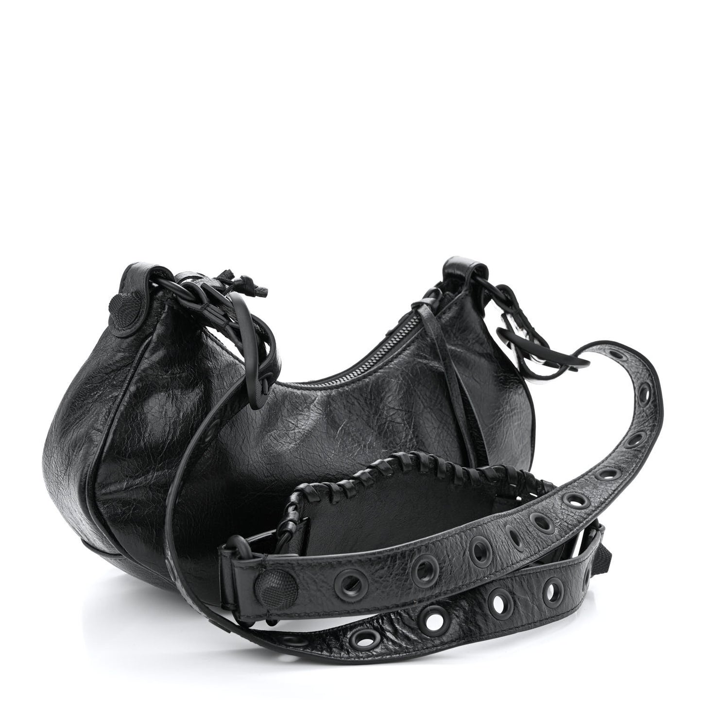 Agneau Arena Monochrome Le Cagole Shoulder Bag XS Black