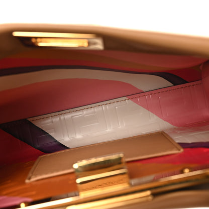 Fendi Vitello Seta Nappa FF Embossed Mini Peekaboo Iconic Satchel Miele Scuro Miele Scuro 5 of 10