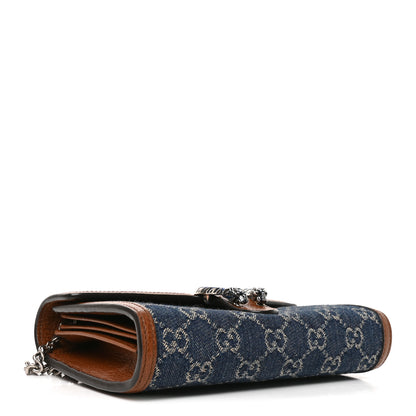 Gucci New Denim GG Monogram Dollar Calfskin Enamel Mini Dionysus Chain Wallet Blue Tea Cuir Epilog Electric Blue 4 of 10