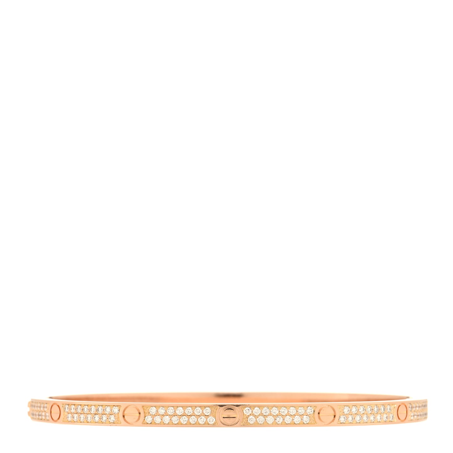 18K Pink Gold Diamond Small LOVE Paved Bracelet 17