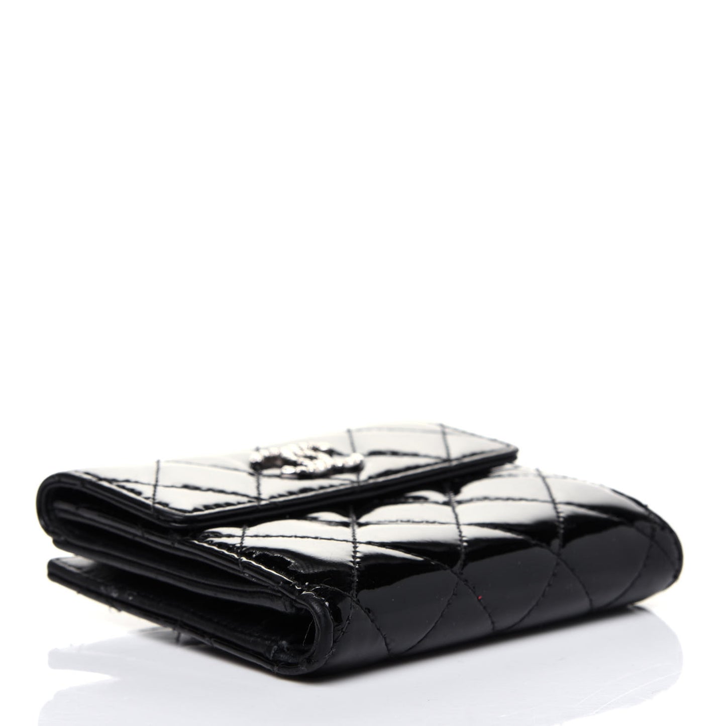 Patent Quilted Brilliant French Flap Wallet Black