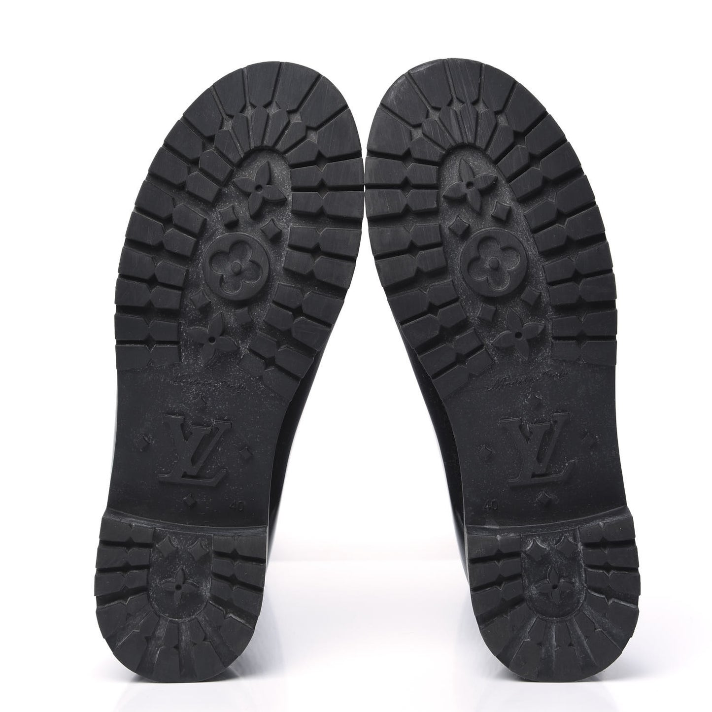 Rubber Embossed Monogram Splash Rain Boots 40 Black