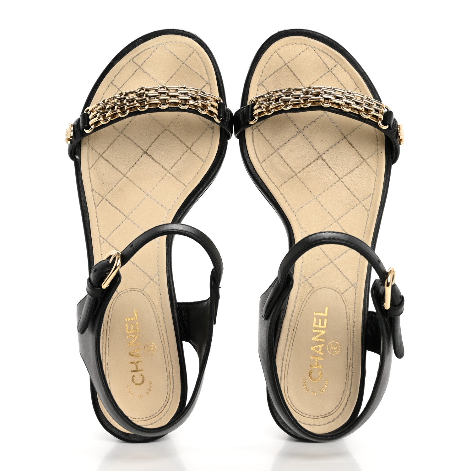 Chanel Lambskin Quilted Reissue Chain Sandals 35.5 Black 2 of 17