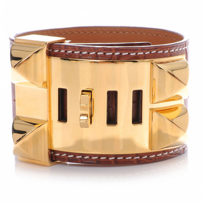Hermes Matte Alligator Collier De Chien CDC Bracelet Fauve 3 of 4