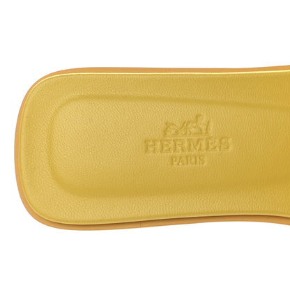 Hermes Calfskin Oran Sandals 35 Jaune Citron 7 of 9