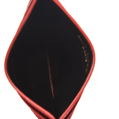 Saint Laurent Grain De Poudre Matelasse Chevron Monogram Credit Card Case Bandana Red 5 of 7