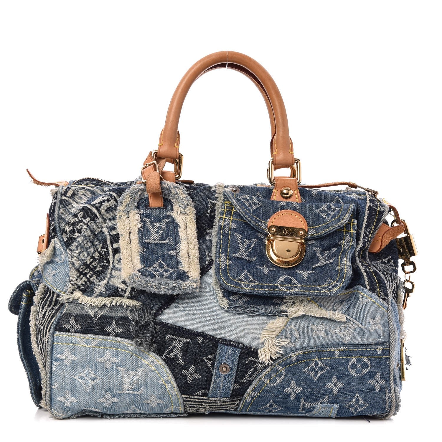 Louis Vuitton Denim Patchwork Speedy 30 Blue 1 of 9