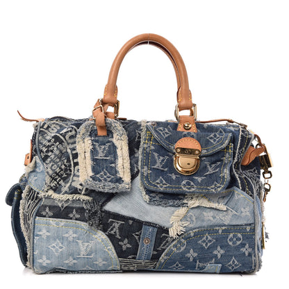 Louis Vuitton Denim Patchwork Speedy 30 Blue 1 of 9