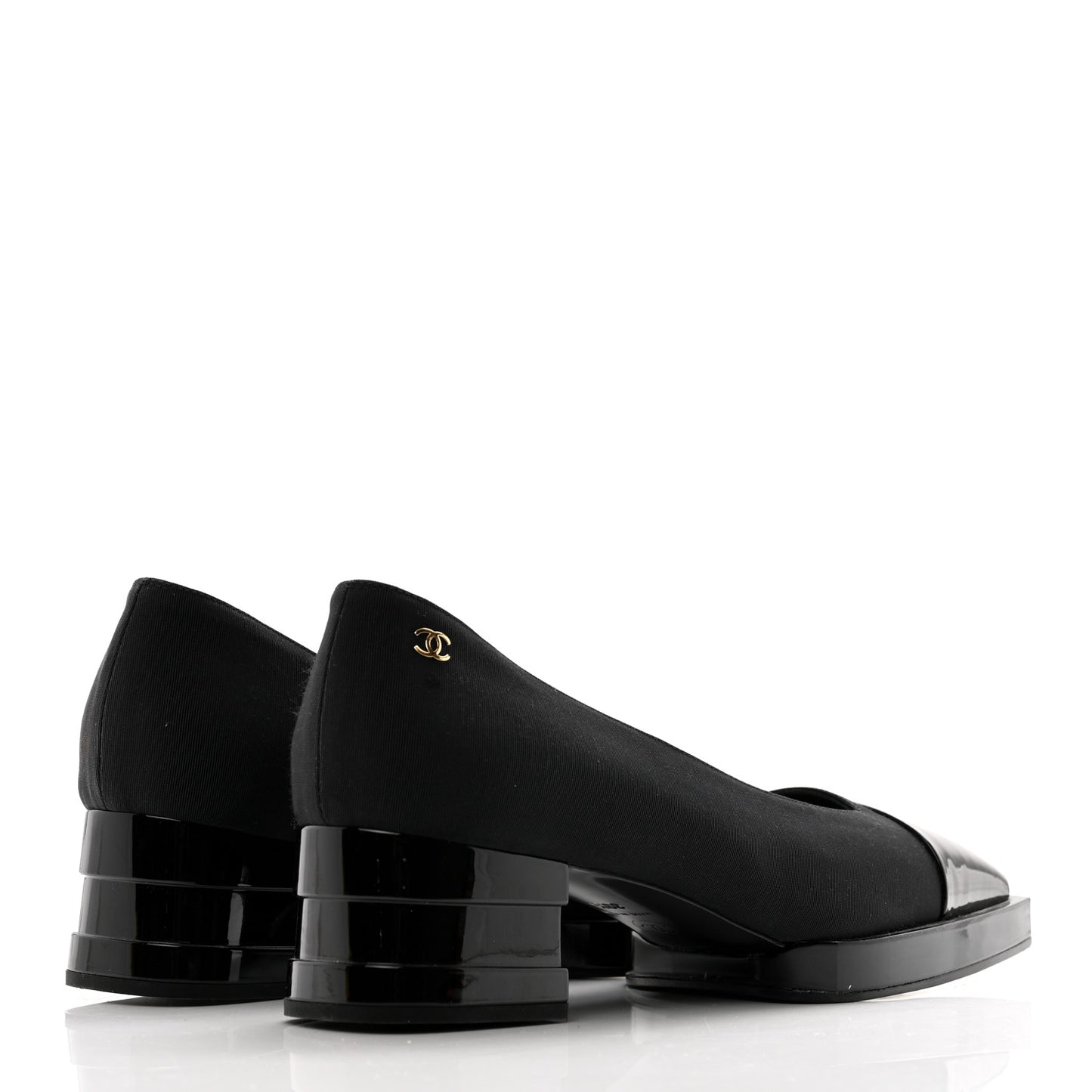 Grosgrain Patent Cap Toe CC Pumps 39.5 Black
