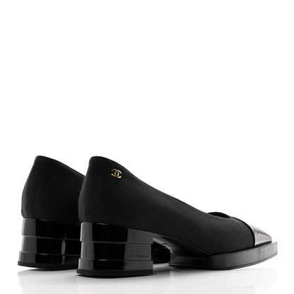 Chanel Grosgrain Patent Cap Toe CC Pumps 39.5 Black 4 of 9