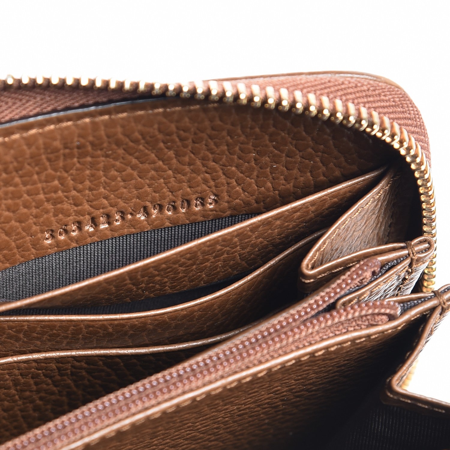 Gucci Monogram Dollar Calfskin Zip Around Wallet Beige Ebony Tabacco 7 of 7