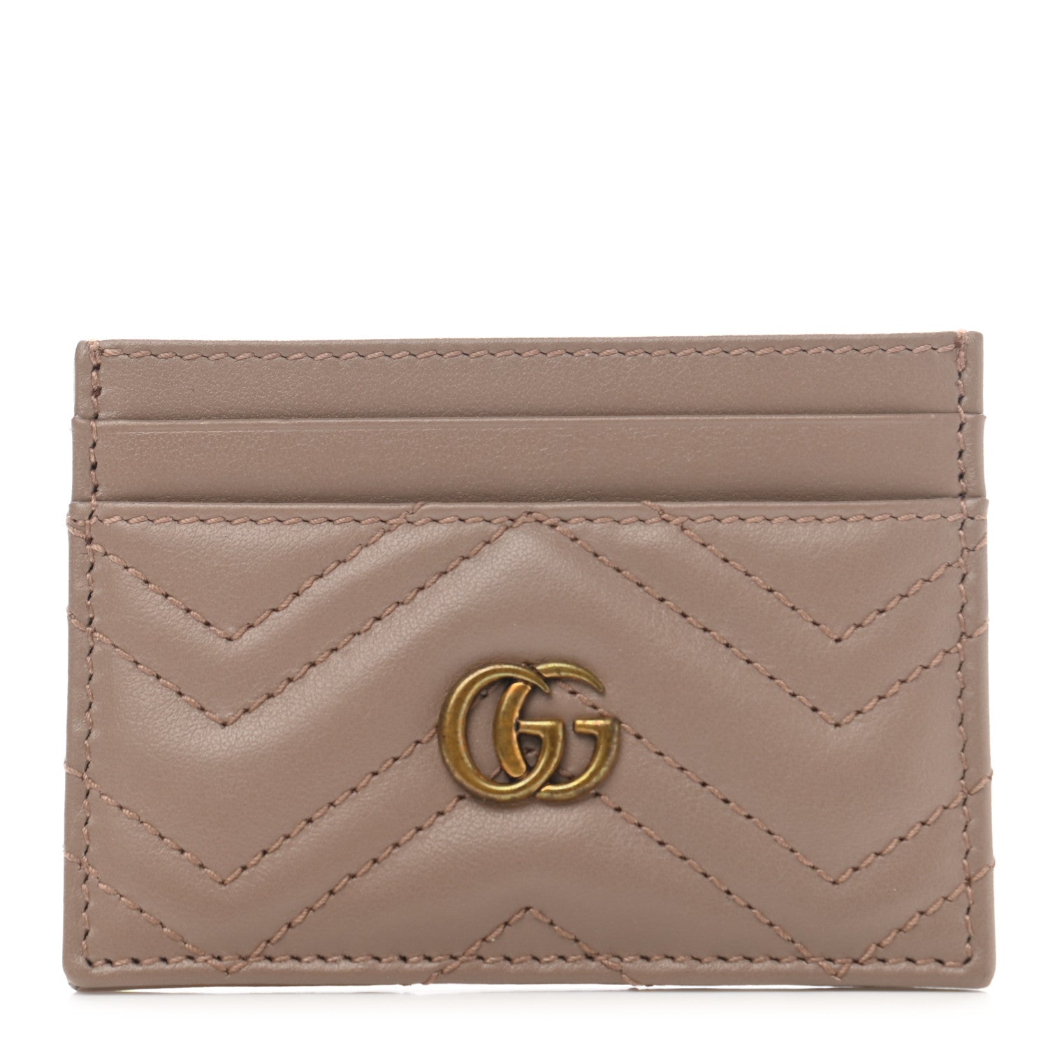 Gucci Calfskin Matelasse GG Marmont Card Holder Porcelain Rose 1 of 7