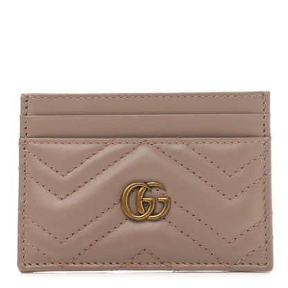 Gucci Calfskin Matelasse GG Marmont Card Holder Porcelain Rose 1 of 7