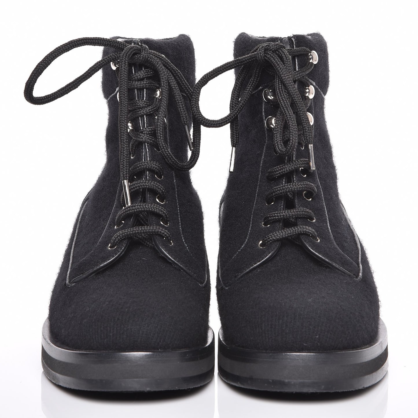 Tweed Lace Up Combat Boots 40 Black
