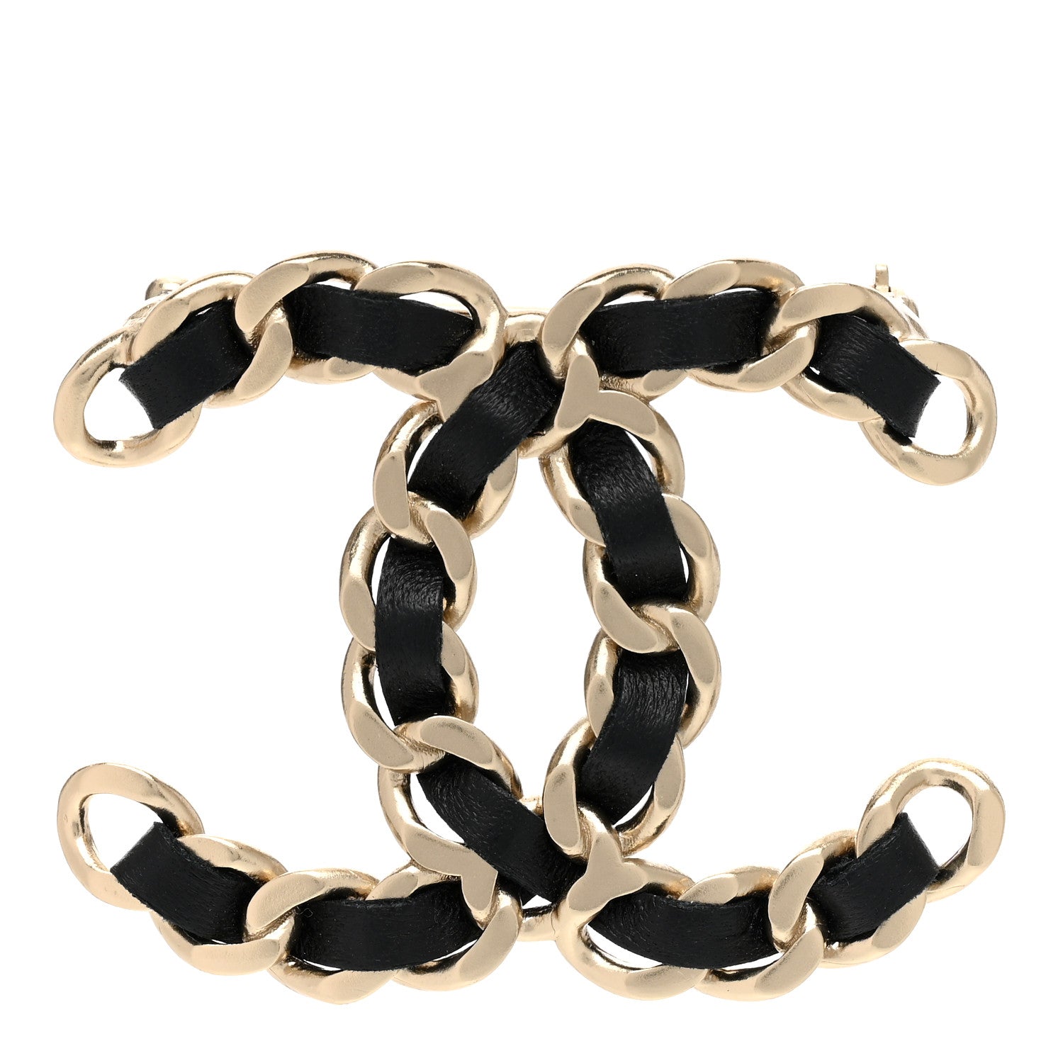 Chanel Lambskin Chain CC Brooch Black Gold 1 of 5