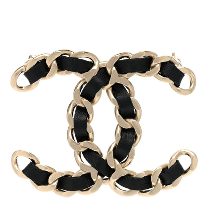Chanel Lambskin Chain CC Brooch Black Gold 1 of 5