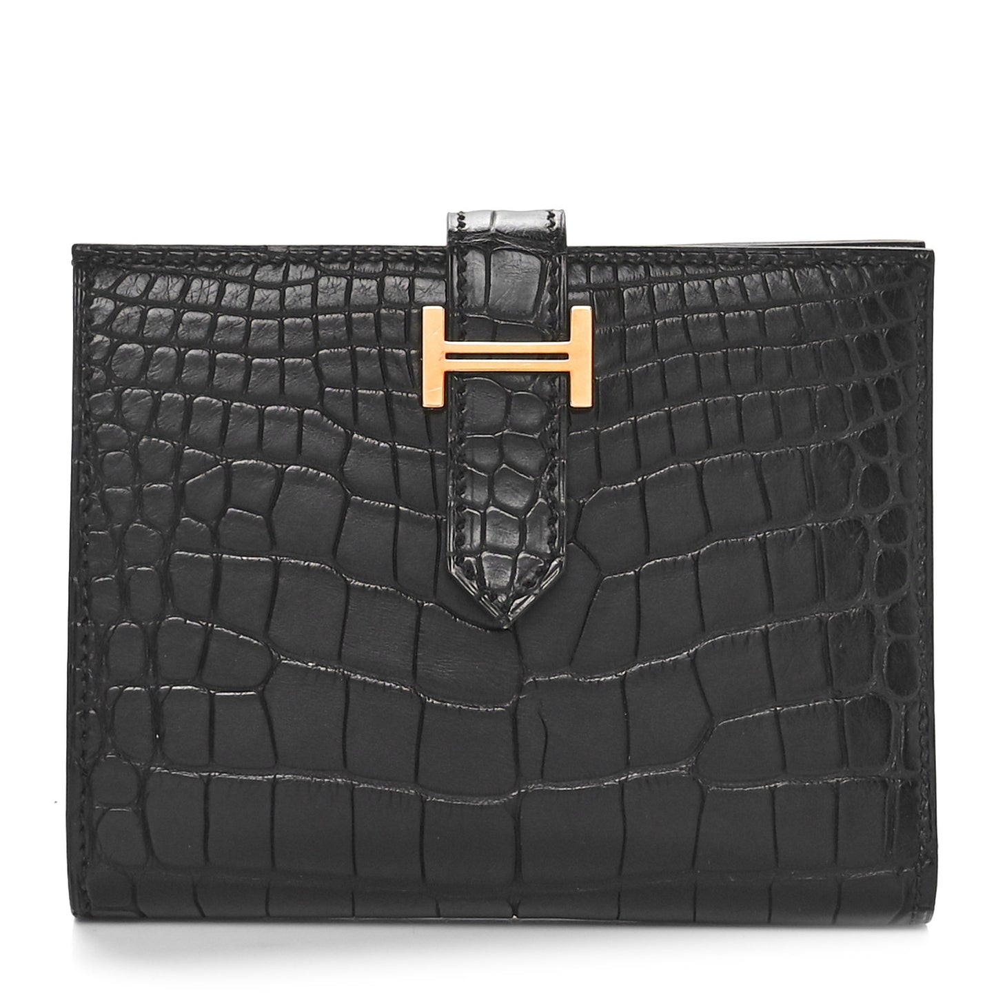 Matte Alligator Bearn Compact Wallet Black