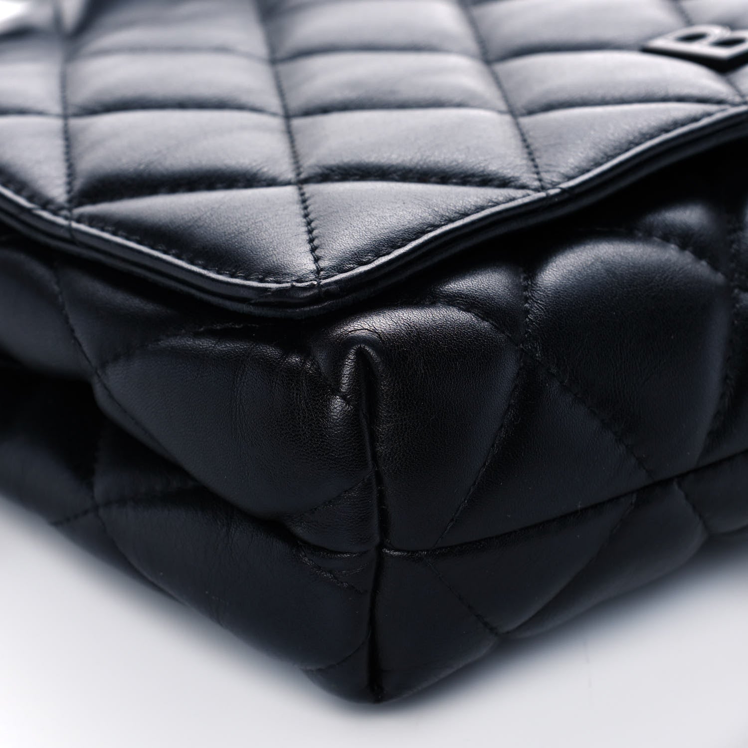 Balenciaga Nappa Calfskin Quilted Medium Touch B Shoulder Bag Black 9 of 11