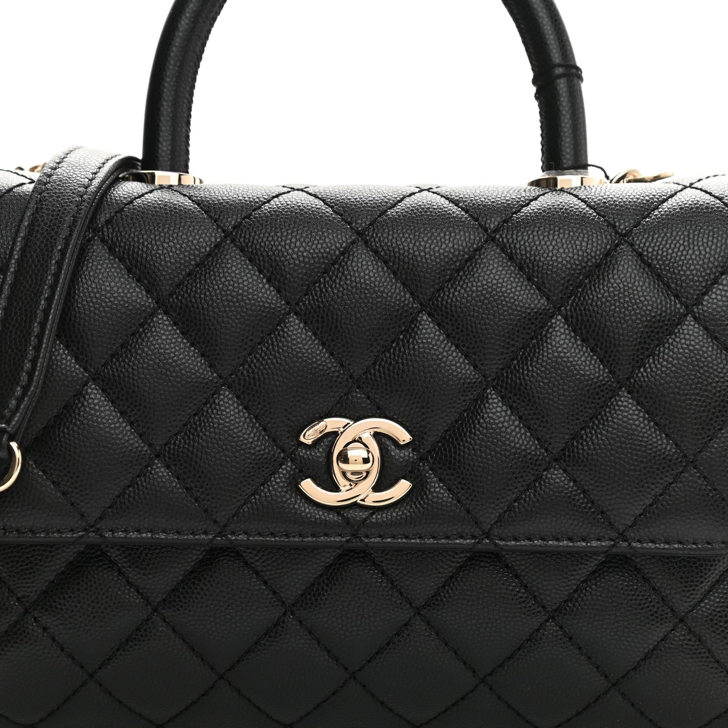 Caviar Quilted Mini Coco Handle Flap Black