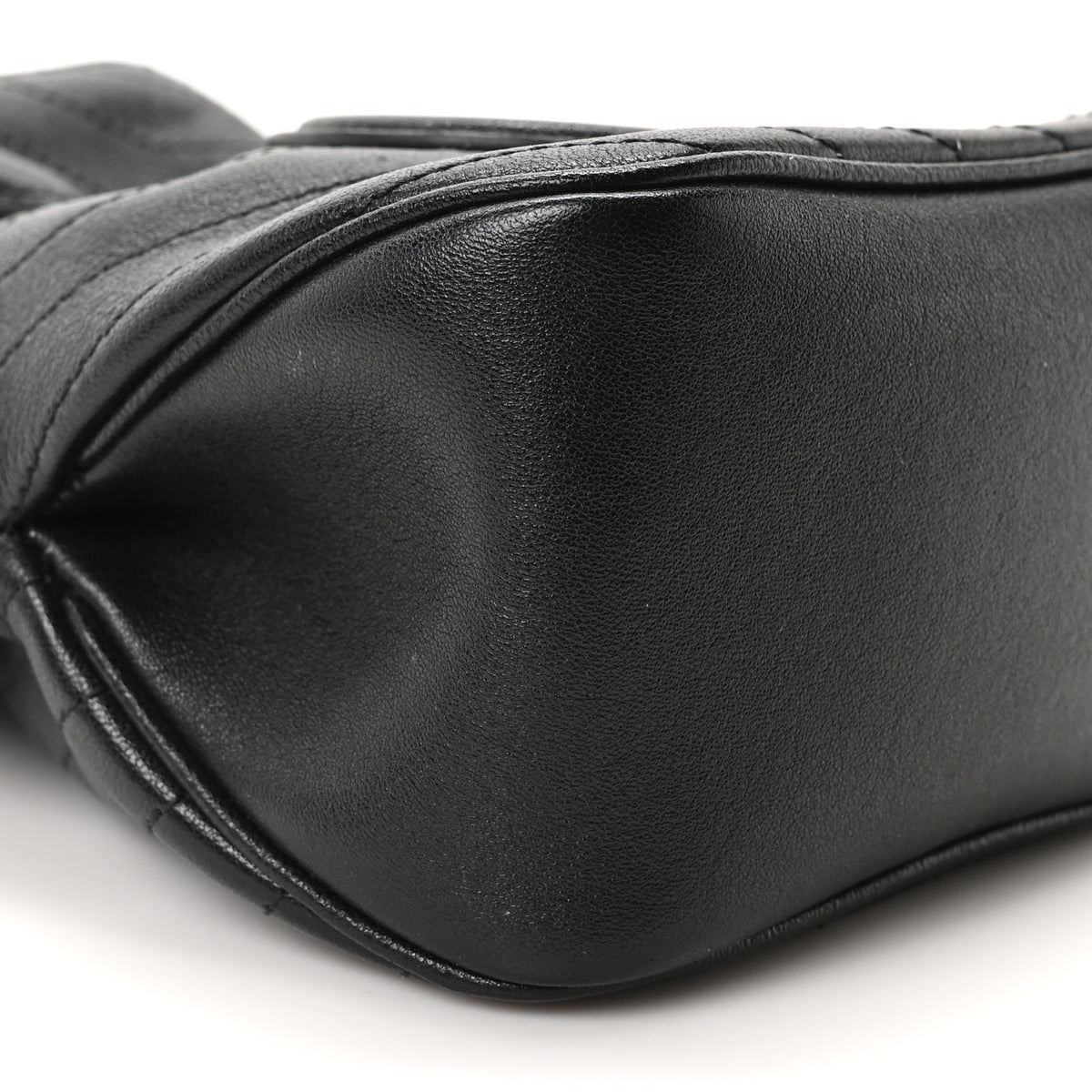 Sakai Be Green Calfskin Diagonal Stitched Mini Blondie Bucket Bag Black