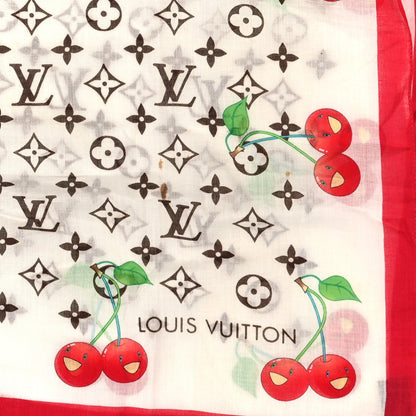 Louis Vuitton Cotton Monogram Cerises Scarf White 2 of 3