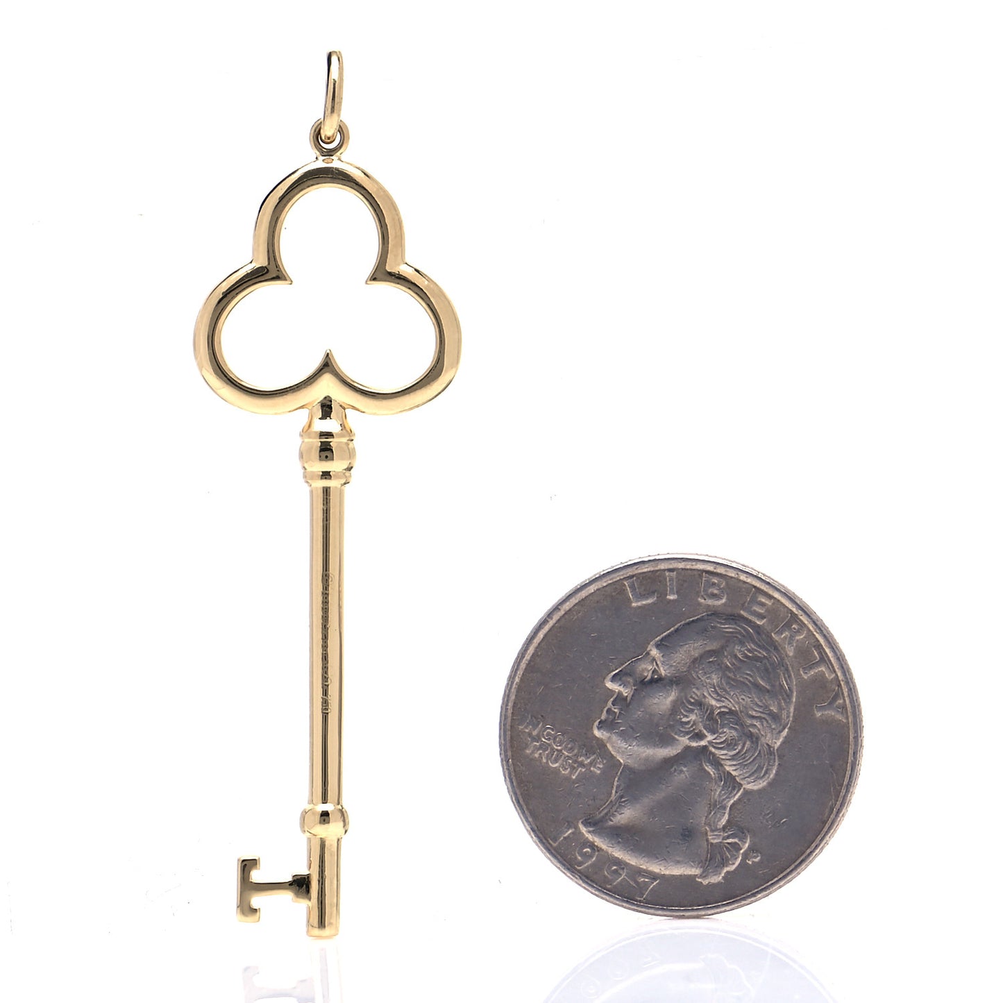 18K Yellow Gold Trefoil Key Pendant