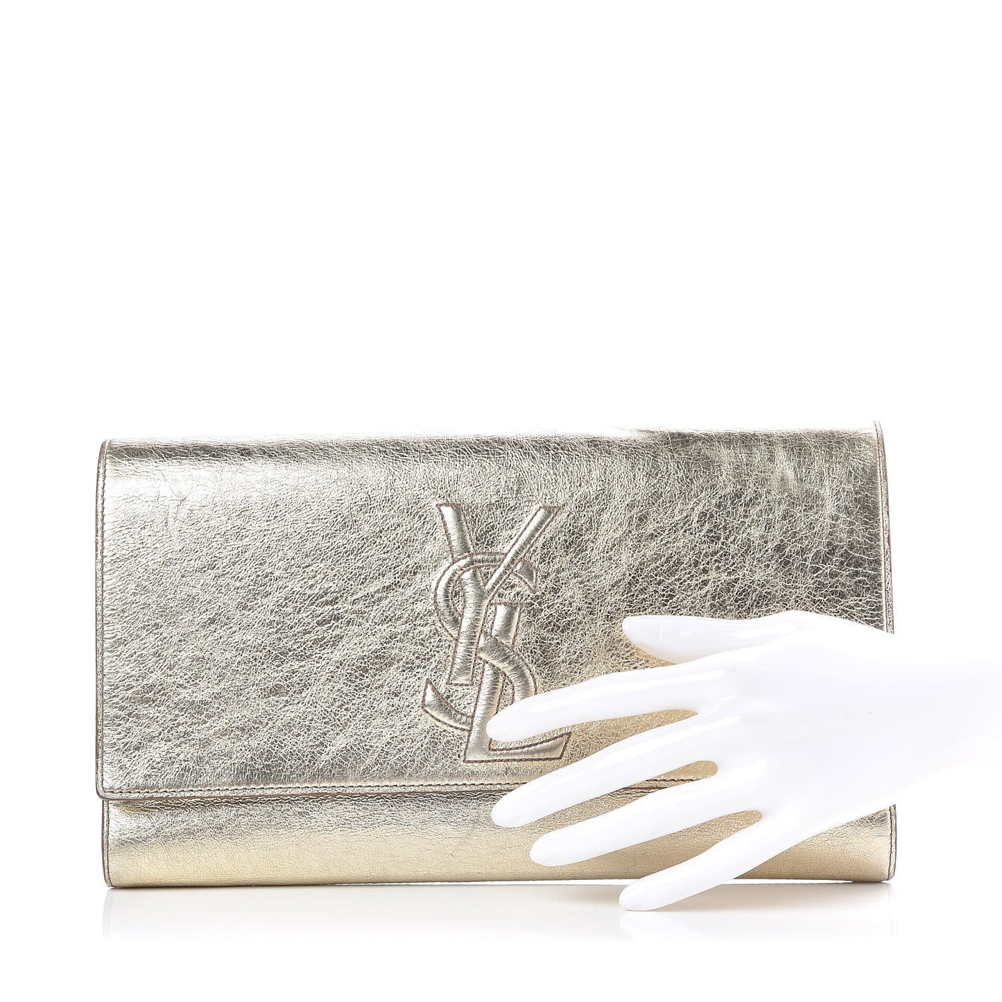 Metallic Calfskin Monogram Large Belle De Jour Clutch Gold