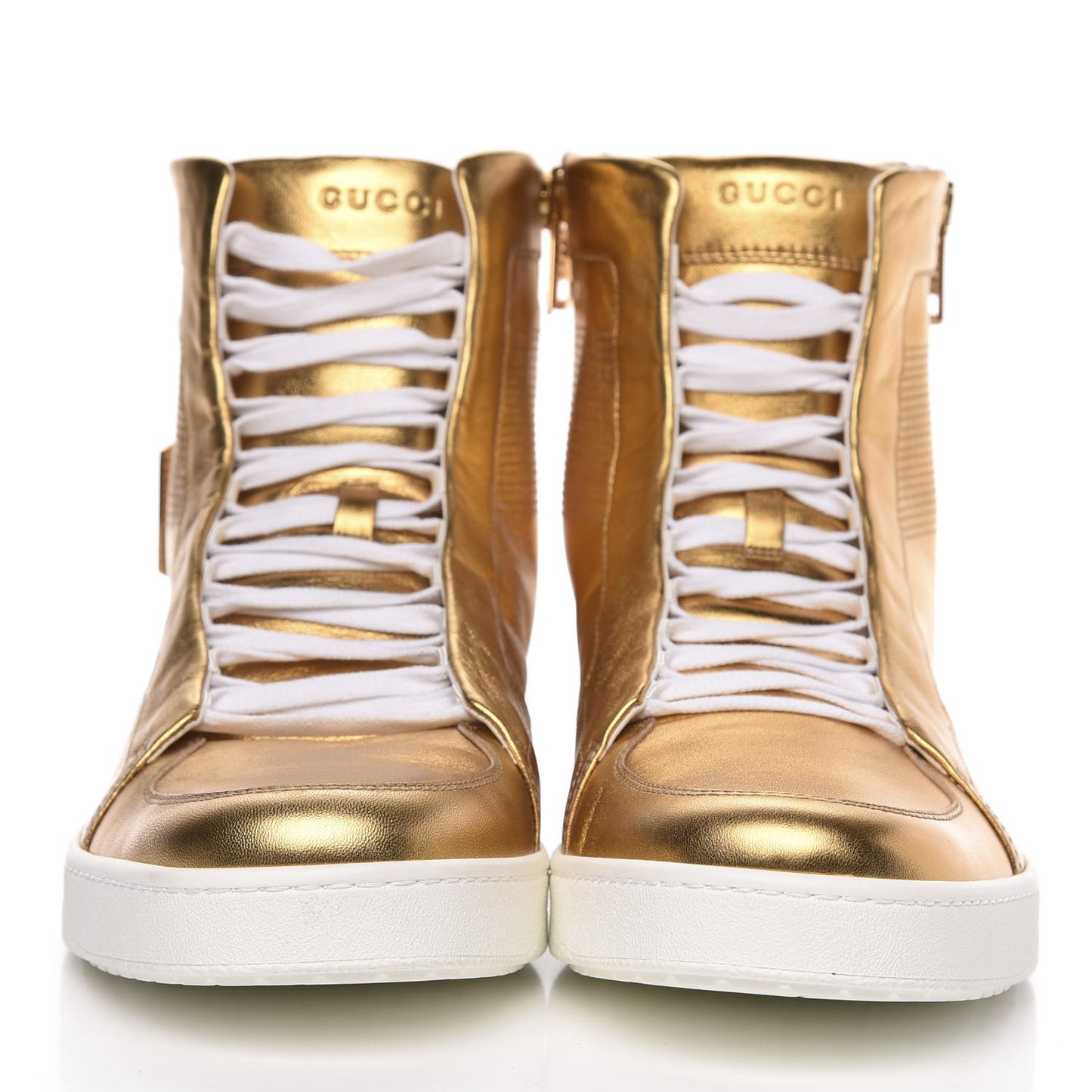 Metallic Nappa Silk Mens Dog Tag High Top Sneakers 10.5 Oro