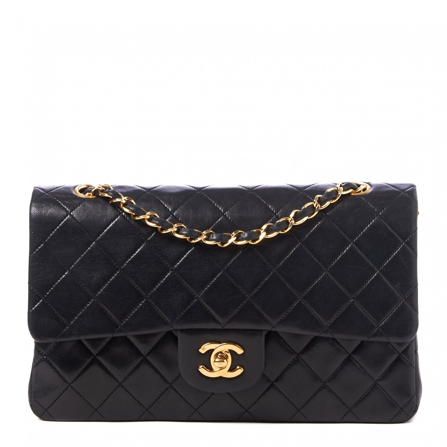Chanel Lambskin Quilted Medium Double Flap Black 1 of 9