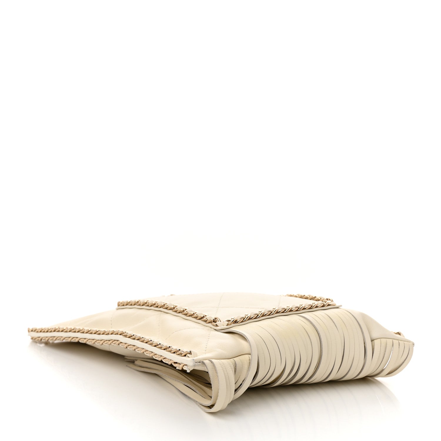 Chanel Calfskin Quilted Fringe Small Shopping Bag White 4 of 11