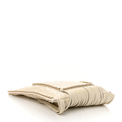 Chanel Calfskin Quilted Fringe Small Shopping Bag White 4 of 11