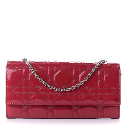 Christian Dior Patent Cannage Rendezvous Chain Wallet Pink 1 of 8