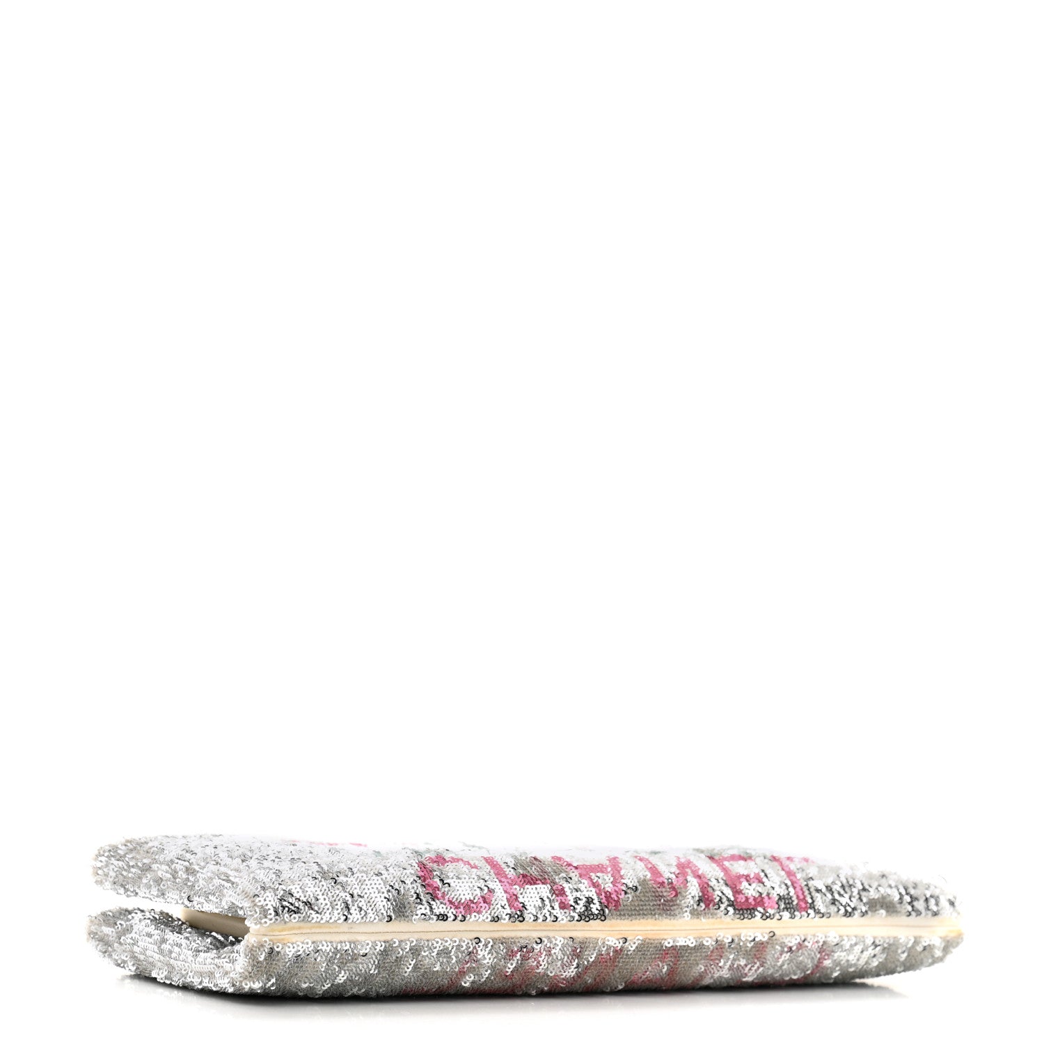 Chanel Sequin Satin Embroidered La Pausa Evening Clutch Silver Blue Pink 4 of 11