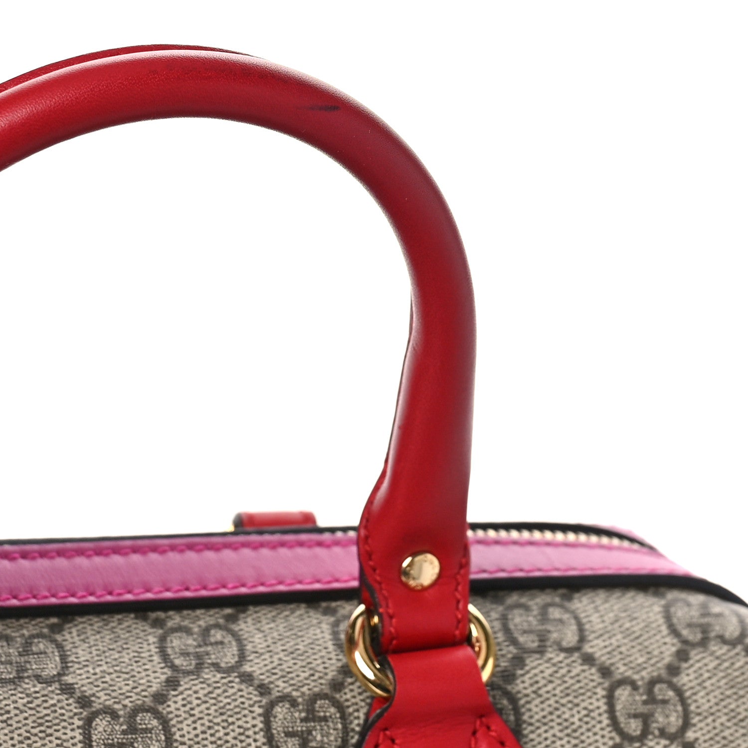 Gucci GG Supreme Monogram Moon Calfskin Small Boston Beige Ebony Hibiscus Red New Rosette 10 of 10