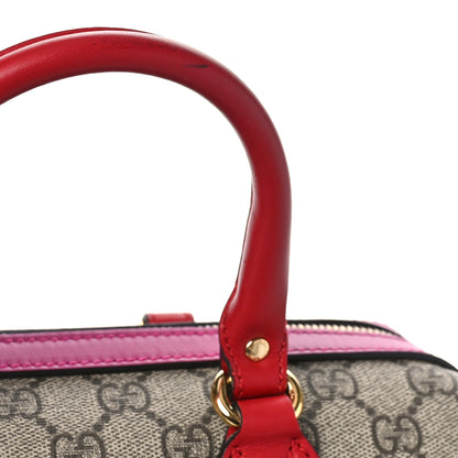 Gucci GG Supreme Monogram Moon Calfskin Small Boston Beige Ebony Hibiscus Red New Rosette 10 of 10