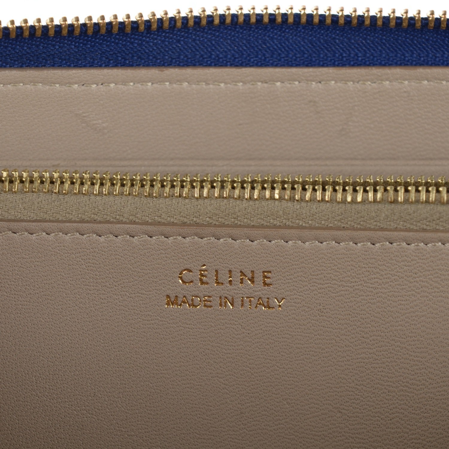 Celine Calfskin Large Zip Around Multifunction Wallet Indigo Beige 8 of 8