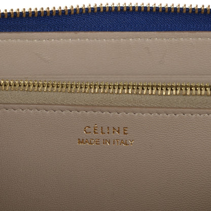 Celine Calfskin Large Zip Around Multifunction Wallet Indigo Beige 8 of 8