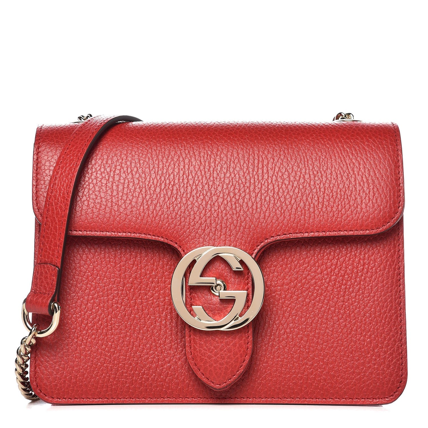Gucci Dollar Calfskin Small Interlocking G Shoulder Bag Red 1 of 7